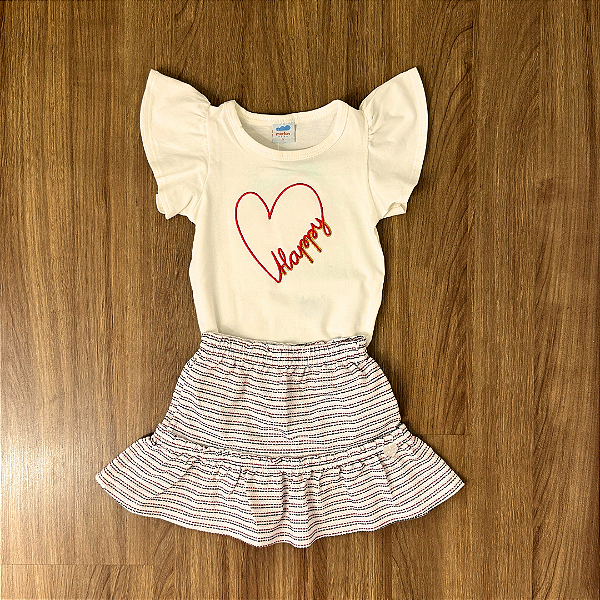 Conjunto Marlan Body Off White e Saia Estampada Branca Tam 1