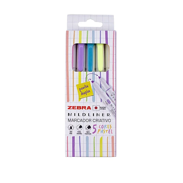 Marca texto Zebra Mildliner - Cores pastel