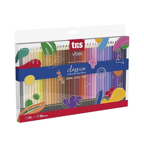 Lapis De Cor Vibes - Tons Clássicos - 72 Cores + 1 Lápis 6B