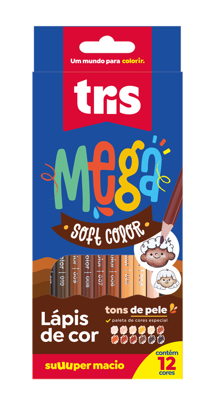 Lápis De Cor Mega Soft Color - Tons De Pele - 12 Cores