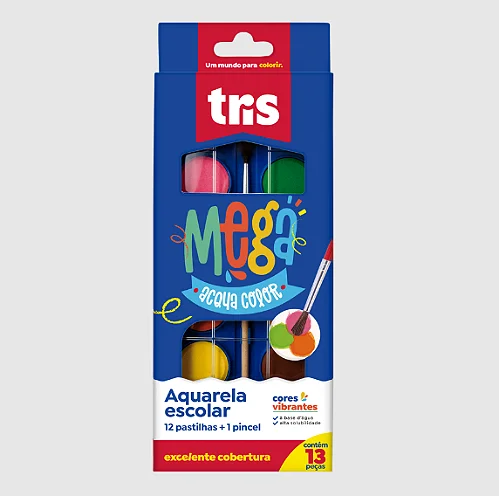 Aquarela Escolar Tris - cx 13 uni
