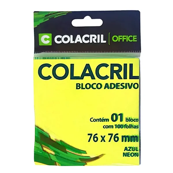 Bloco Adesivo Colacril 76*76 Neom Amarelo - BL 100f