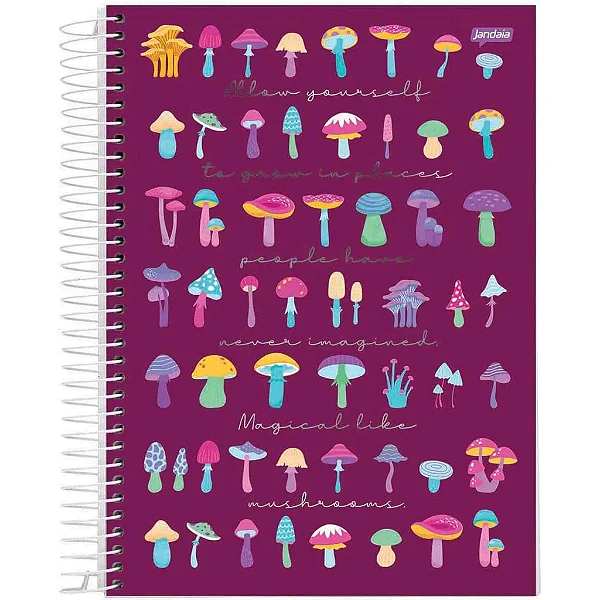 Caderno Universitário Capa Dura 1 Matéria 80 Folhas - Bloom Cogumelos - Jandaia,