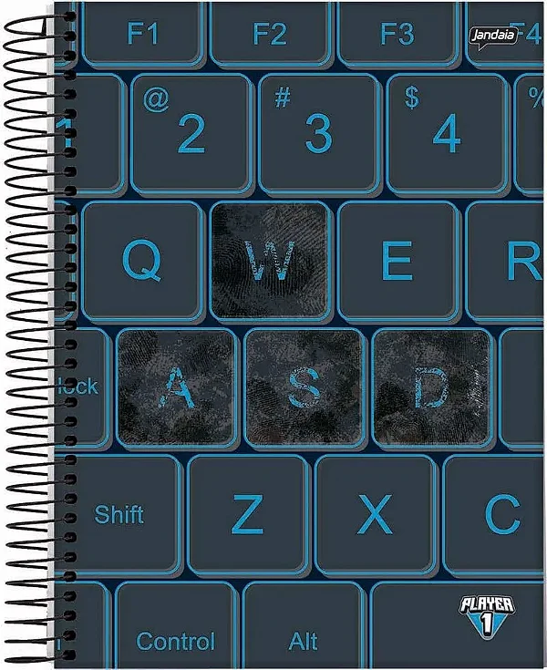 Caderno Espiral Universitário Jandaia Player 1 Capa Dura - 160 Folhas
