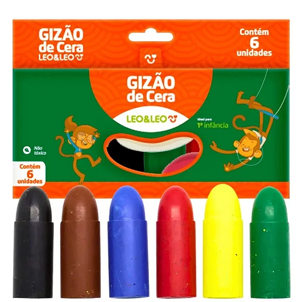 Gizão De Cera Meu Primeiro Giz 6 Cores Grosso Big Leo&leo