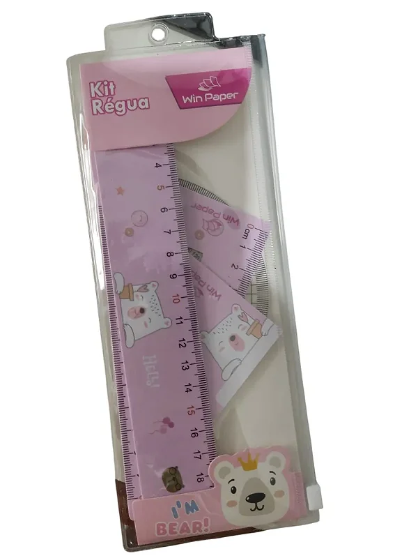 KIT REGUA FOFA 04 PEÇAS ROSA URSA