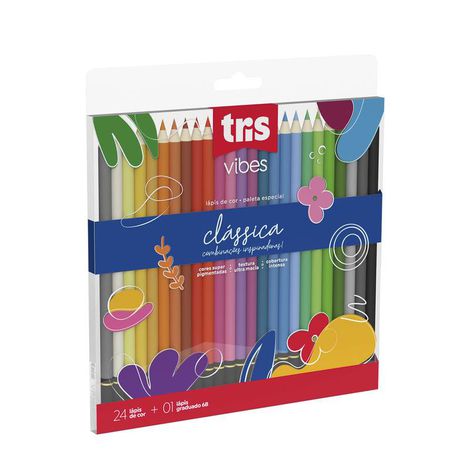 Lapis De Cor Vibes - Tons Clássicos - 24 Cores + 1 Lápis 6B - Tris