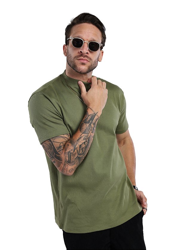 Camiseta Canelada Gola Alta
