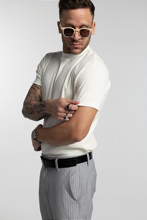 Camiseta Gala Alta canelada Offwhite