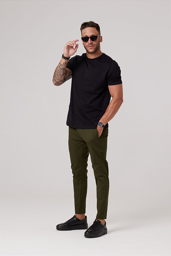 Calça Sarja Chino Verde Escuro
