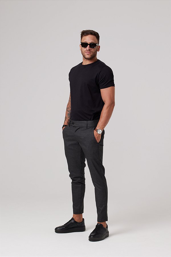 Calça Alfaiataria Xadrez Preto