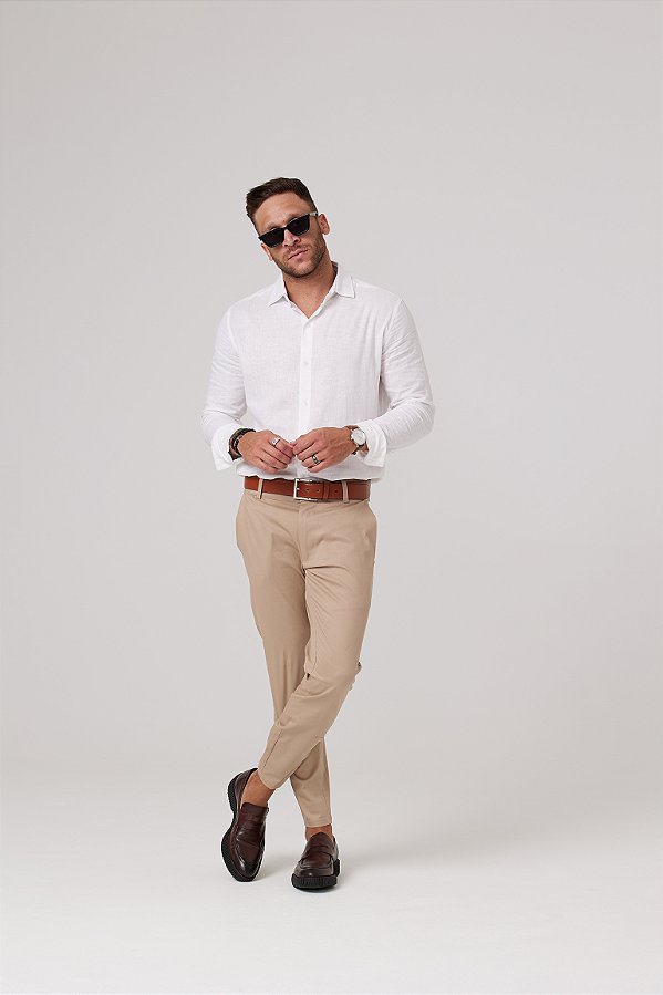 Calça Sarja Chino Bege
