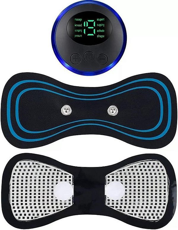 Mini Massageador Portátil Elétrico para Relaxamento Muscular com 8 Módulos de Massagem e 19 Níveis de Intensidade