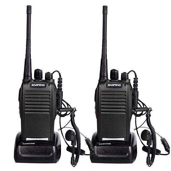 kit 2 PÇS Radio Comunicador Baofeng BF-777S 16 Canais Walkie Talkie 12KM de Alcance - Kit Completo Rádios + Fones + Carr