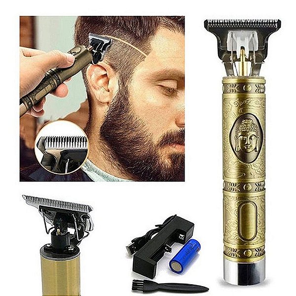 Maquina De Cortar Aparar Cabelo Barba Buda Profissional Aparador Desenho e Acabamento