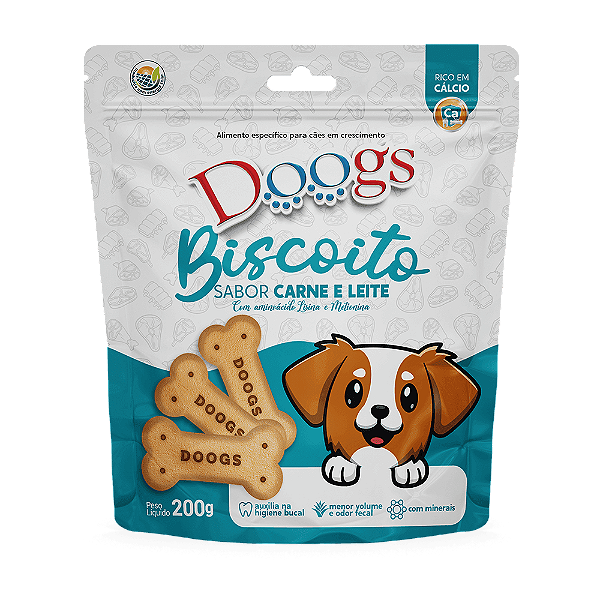 BISCOITO DOOG PARA CÃES SABOR CARNE E LEITE