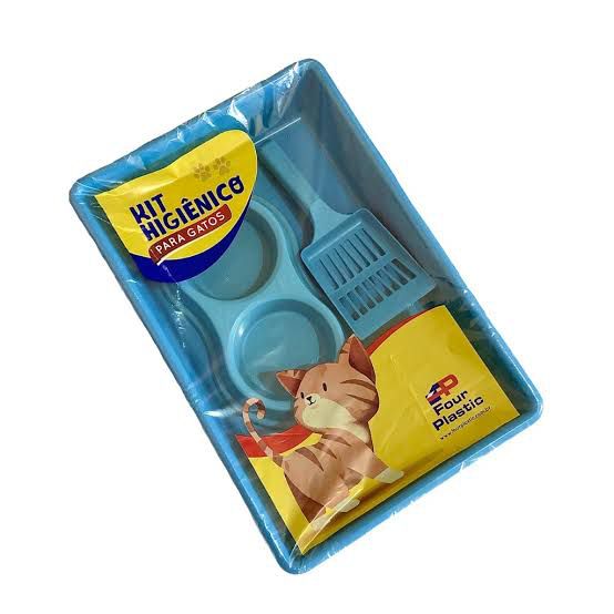 KIT CAIXA DE AREIA COM COMEDOUROS E PÁ