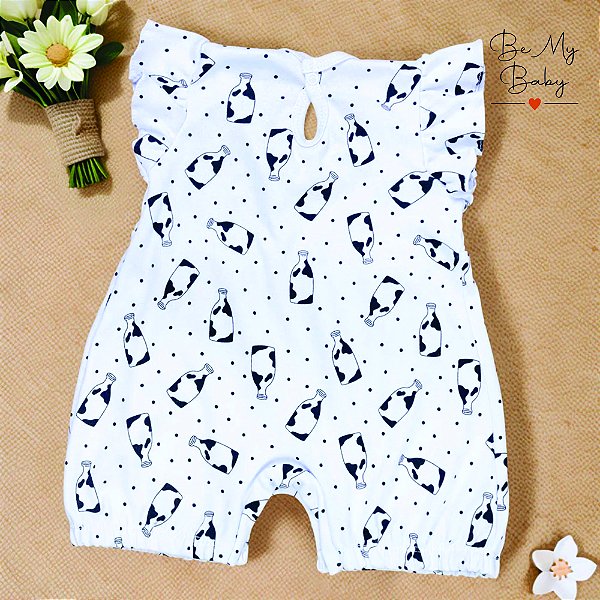 Macacão de Bebê Estampado Com Babado