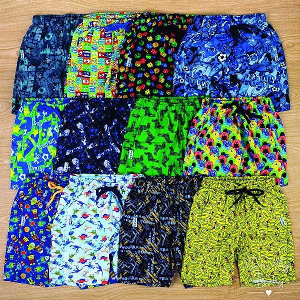 Kit 3 Bermudas Infantis Tactel Leve para o Verão