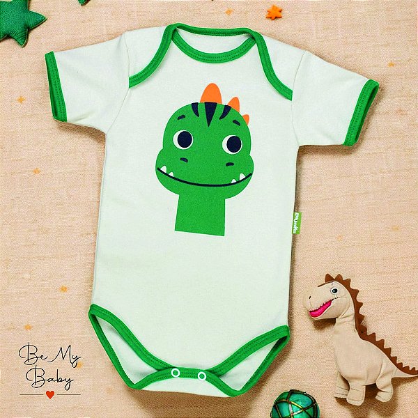 Body Bebê Manga Curta 100%algodão - Dino