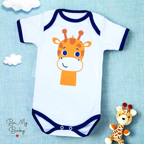 Body Bebê Manga Curta 100%algodão - Girafinha