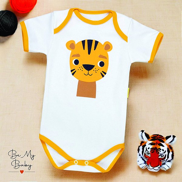 Body Bebê Manga Curta 100%algodão - Tigrinho