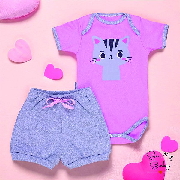 Conjunto Curto para Bebê - Gatinha