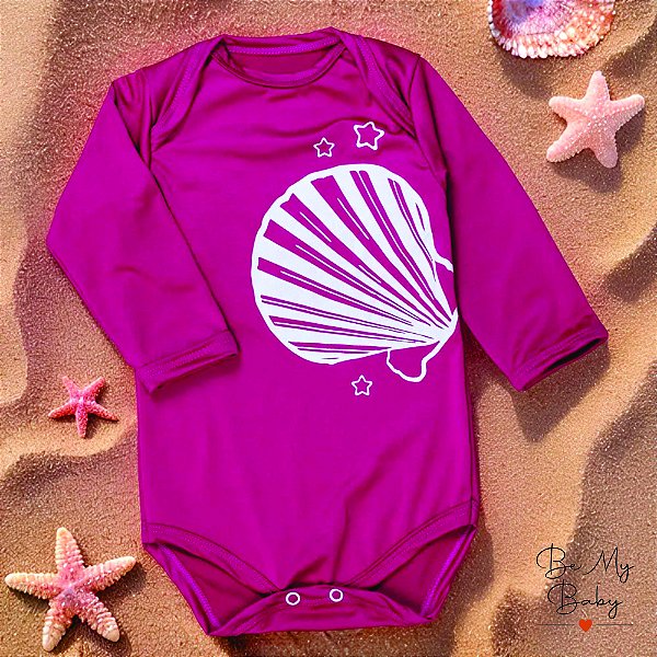 Body De Bebê Proteção Uv50+ Manga Longa - Pink