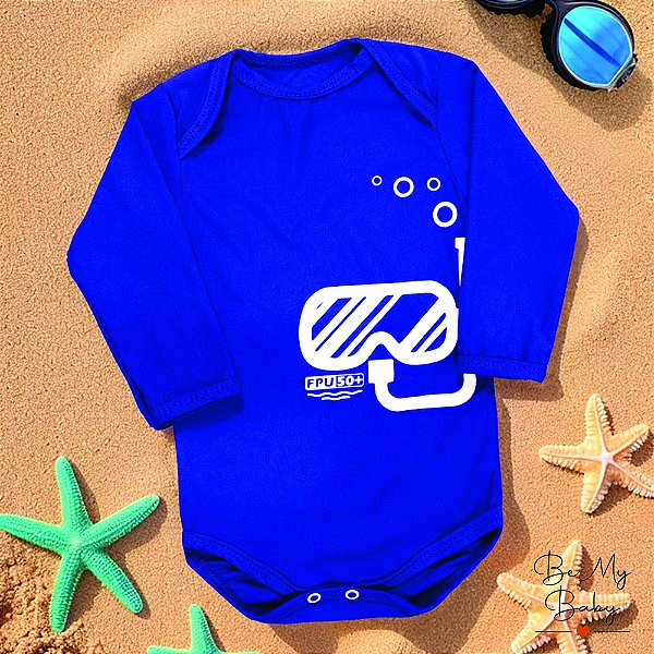 Body Bebê Proteção Uv50+ Manga Longa - Azul Royal