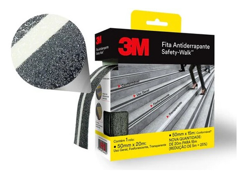 Fita Antiderrapante Neon 50mm X 20m Preto Fosforescente 3M