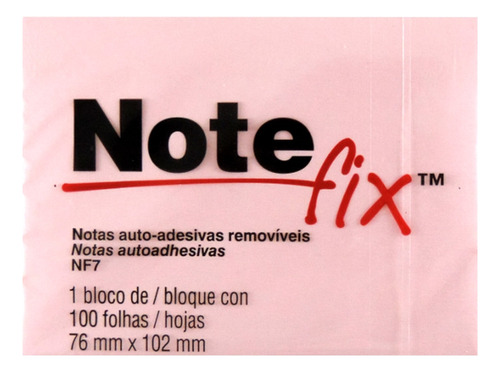 Bloco Adesivo 102mm X 76mm Rosa Notefix 3m