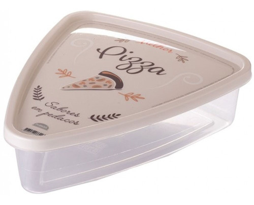 Pote Pizza Triangular 1,2l De Plástico Cor Bege Plasútil
