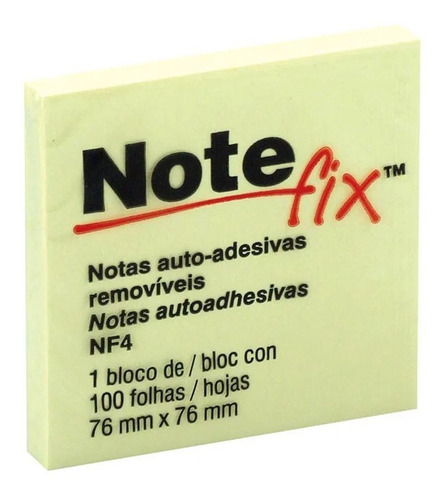 Bloco Adesivo Amarelo 76x76mm Notefix C/ 5 Blocos 3M