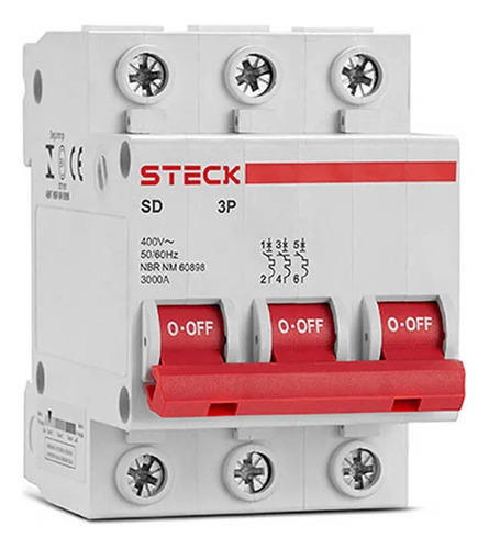 Disjuntor Tripolar 2a Curva C Sdd63c02 Steck