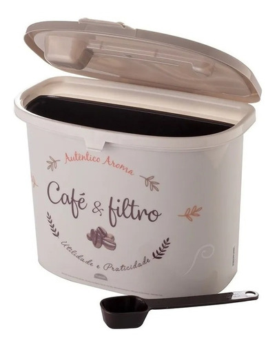 Pote Porta Café E Filtro De 1,5l Com Colher Dosadora Retrô Plasútil