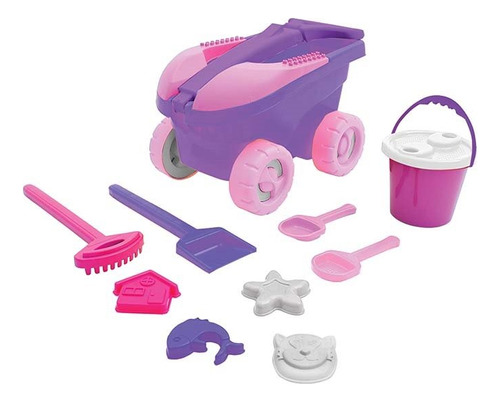 Brinquedo Praia Cargo 11 Peças Meninas Rosa Mor