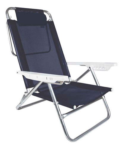 Cadeira De Praia Reclinável Alumínio Com Almofada Summer Cor Azul Mor