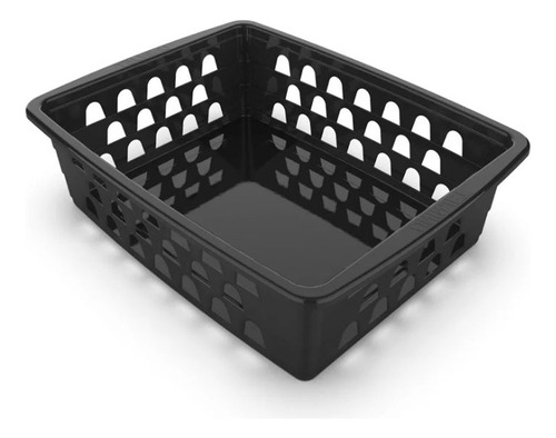Cestinho para Organização Médio Multiuso Plástico Preto Uninjet