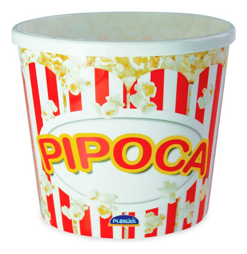 Balde De Pipoca Retrô Cinema 2,1l Cor Branco Plasútil