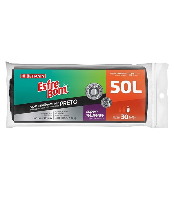 Sacos para Lixo Preto Rolo 50L EsfreBom Bettanin