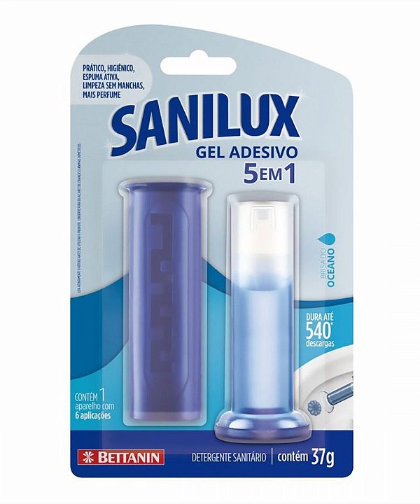 Desodorizador Sanitário em Gel Adesivo 5 em 1 Brisa do Oceano 37g Sanilux Bettanin