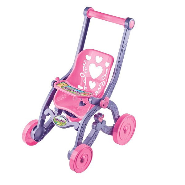 Carrinho Boneca Baby Car Princesas Florzinha Cor Rosa/Azul Brinquemix