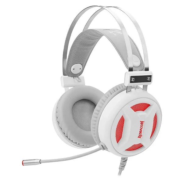 Fone de Ouvido com Microfone Gamer Lunar Branco Redragon