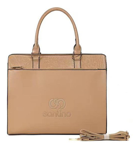 Pasta Notebook Bolsa Bege Feminina Pu Santino