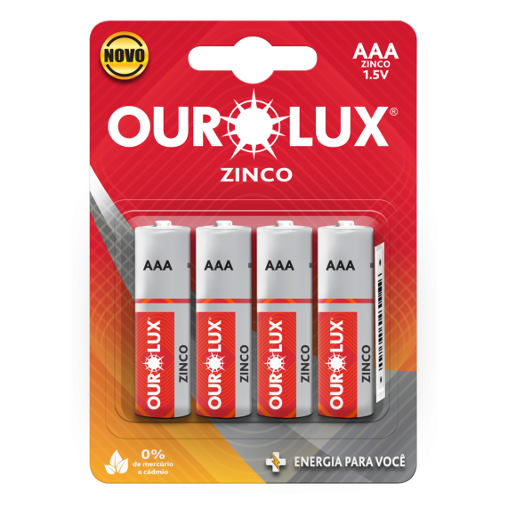 Pilha Aaa Palito Cilíndrica - Kit De 4 Unidades Ourolux