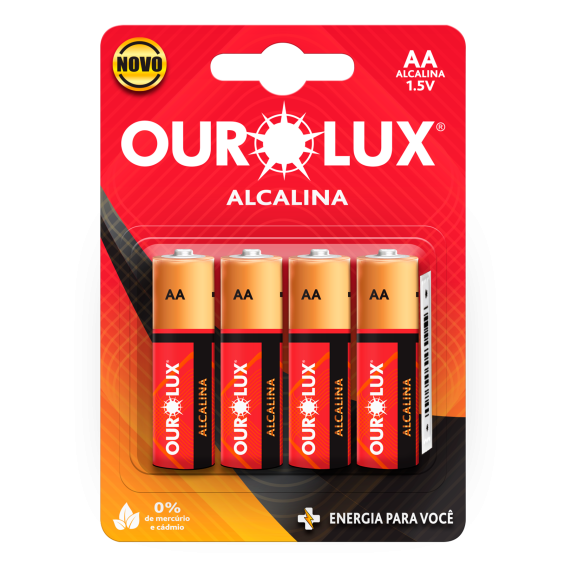 Pilha Alcalina Aaa Cartela C/4 Unidades Ourolux