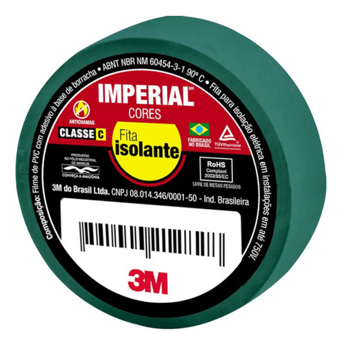 Fita Isolante Imperial - Verde 18mm X 20m 3m