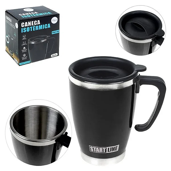 Caneca Inox Revest Plastico 400ml Art House