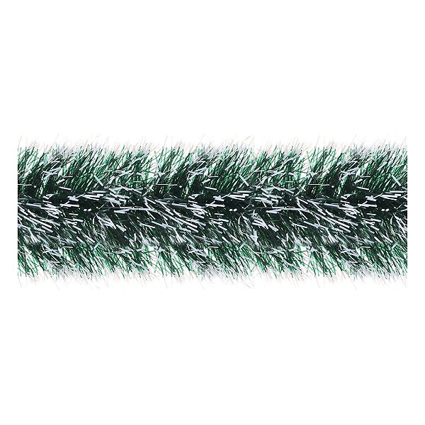 Enfeite Natal Festão Metalizado Cor Verde C/ Branco ATEF