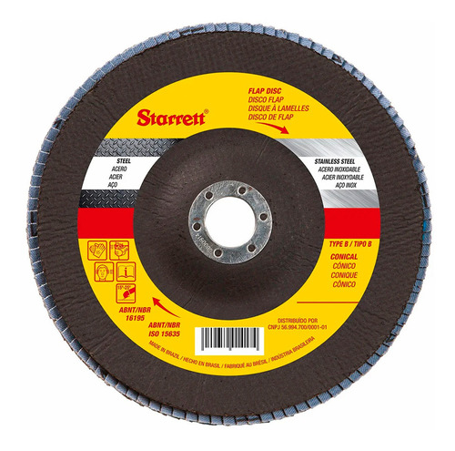 Disco Flap 7pol Furo 7/8 Grão 60 Fibra Vidro Cônico B 15-25g